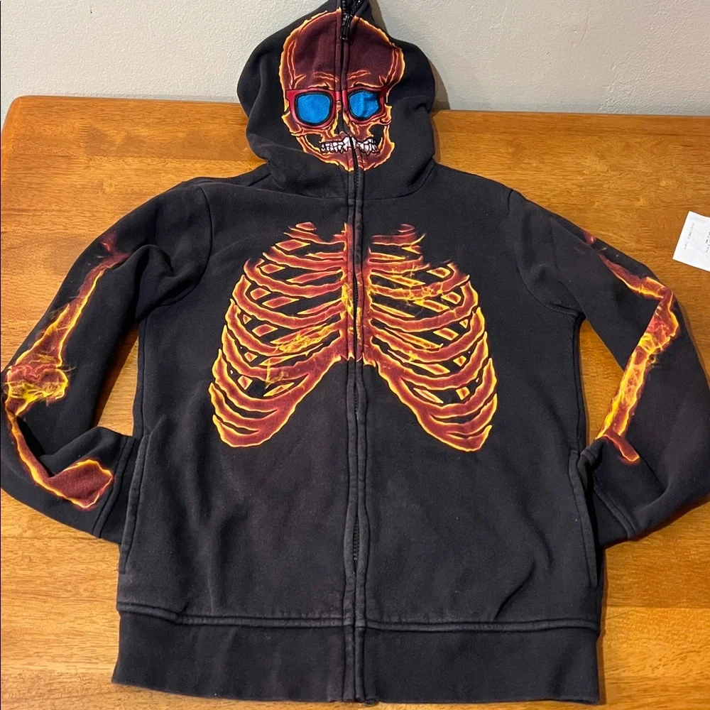 Tony Hawk  Skeleton Hoodie - Black and Orange Size Medium - Picture 2 of 11